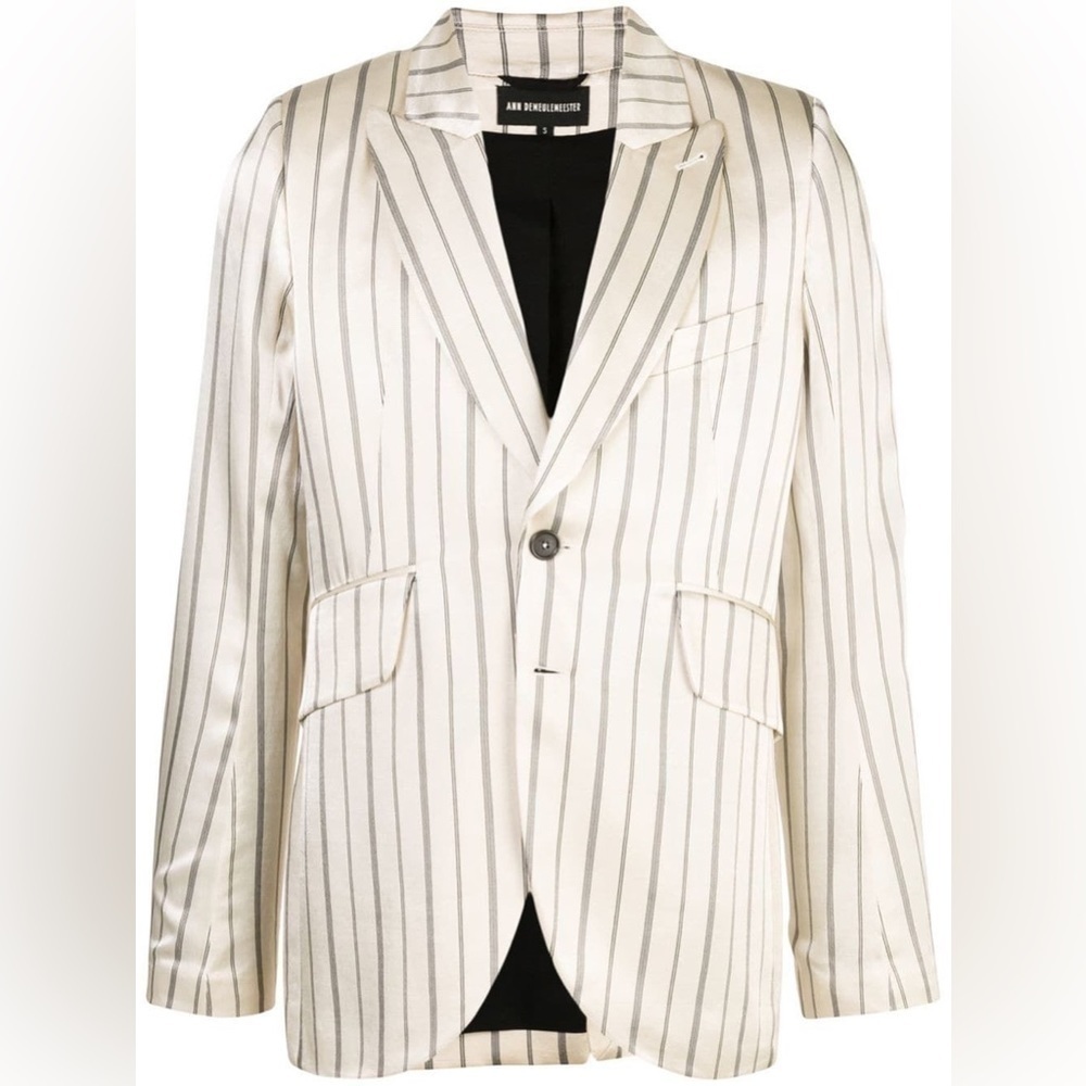 Ann Demeulemeester Cream And Black Striped Blazer Sz 36